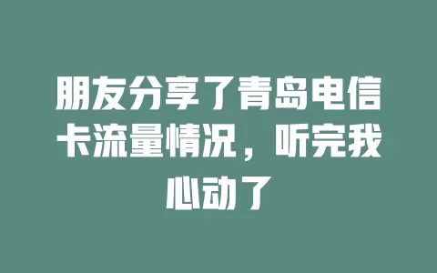 朋友分享了青岛电信卡流量情况，听完我心动了