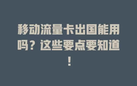 移动流量卡出国能用吗？这些要点要知道！