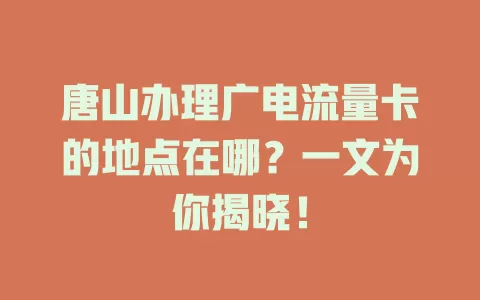 唐山办理广电流量卡的地点在哪？一文为你揭晓！