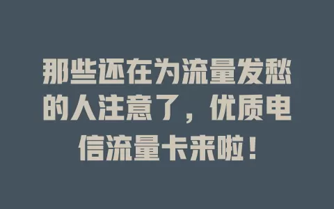 那些还在为流量发愁的人注意了，优质电信流量卡来啦！