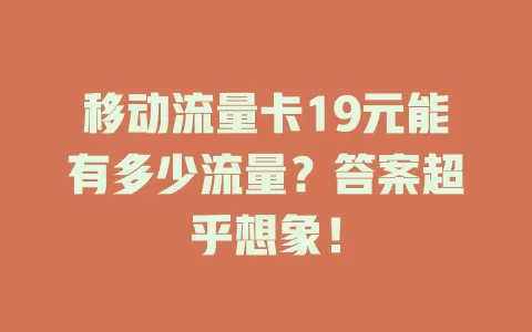 移动流量卡19元能有多少流量？答案超乎想象！