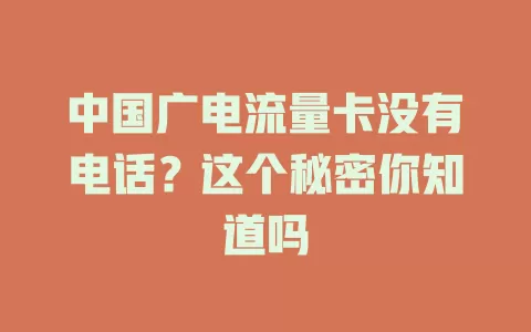 中国广电流量卡没有电话？这个秘密你知道吗