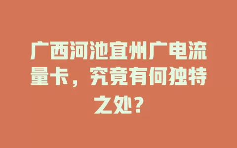 广西河池宜州广电流量卡，究竟有何独特之处？