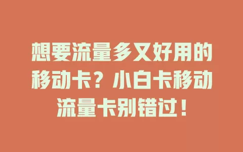 想要流量多又好用的移动卡？小白卡移动流量卡别错过！