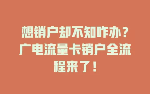 想销户却不知咋办？广电流量卡销户全流程来了！