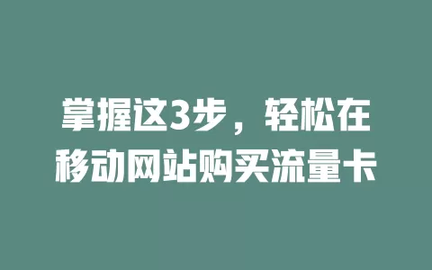 掌握这3步，轻松在移动网站购买流量卡