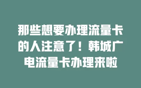 那些想要办理流量卡的人注意了！韩城广电流量卡办理来啦
