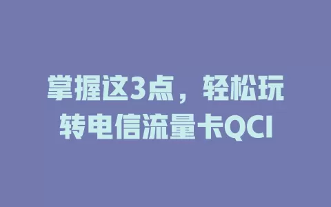 掌握这3点，轻松玩转电信流量卡QCI