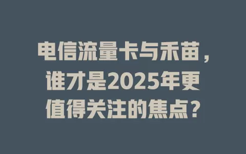电信流量卡与禾苗，谁才是2025年更值得关注的焦点？