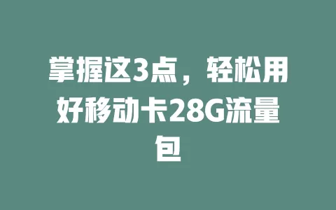掌握这3点，轻松用好移动卡28G流量包
