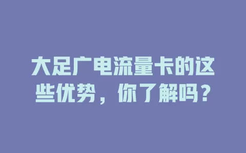 大足广电流量卡的这些优势，你了解吗？