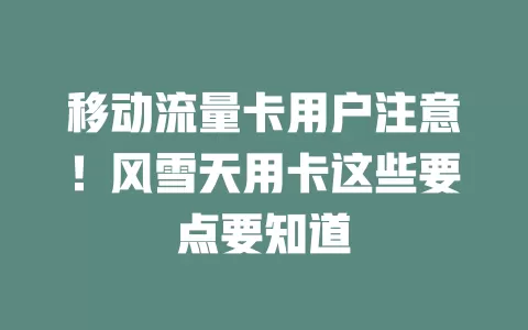 移动流量卡用户注意！风雪天用卡这些要点要知道