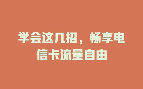 学会这几招，畅享电信卡流量自由