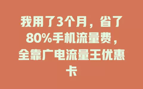我用了3个月，省了80%手机流量费，全靠广电流量王优惠卡