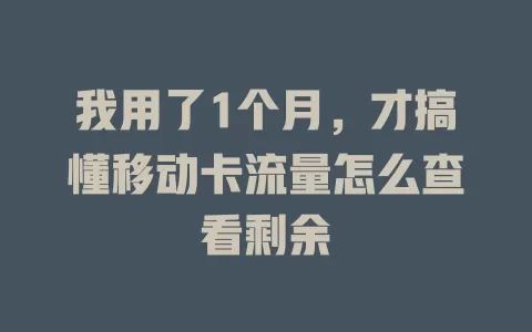 我用了1个月，才搞懂移动卡流量怎么查看剩余