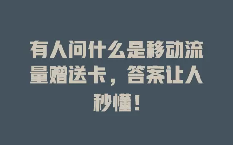 有人问什么是移动流量赠送卡，答案让人秒懂！