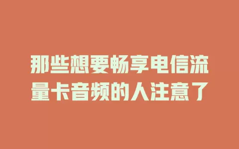 那些想要畅享电信流量卡音频的人注意了