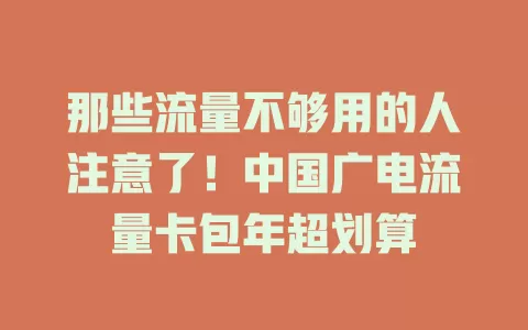 那些流量不够用的人注意了！中国广电流量卡包年超划算