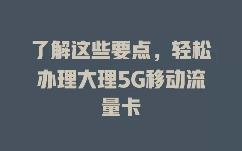 了解这些要点，轻松办理大理5G移动流量卡