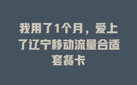 我用了1个月，爱上了辽宁移动流量合适套餐卡