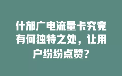 什邡广电流量卡究竟有何独特之处，让用户纷纷点赞？