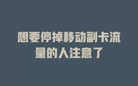 想要停掉移动副卡流量的人注意了