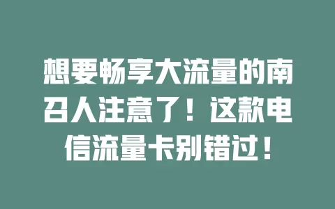 想要畅享大流量的南召人注意了！这款电信流量卡别错过！