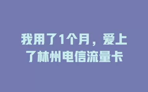 我用了1个月，爱上了林州电信流量卡