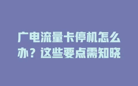 广电流量卡停机怎么办？这些要点需知晓