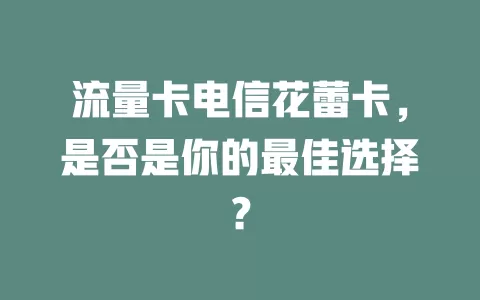 流量卡电信花蕾卡，是否是你的最佳选择？
