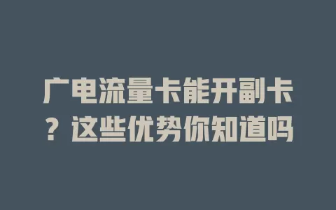 广电流量卡能开副卡？这些优势你知道吗