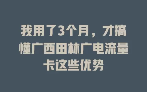我用了3个月，才搞懂广西田林广电流量卡这些优势