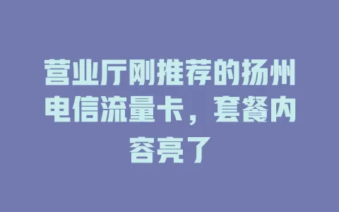 营业厅刚推荐的扬州电信流量卡，套餐内容亮了