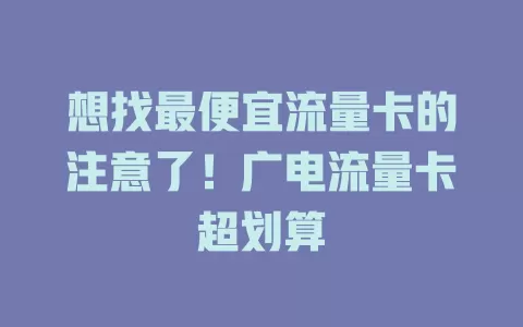 想找最便宜流量卡的注意了！广电流量卡超划算