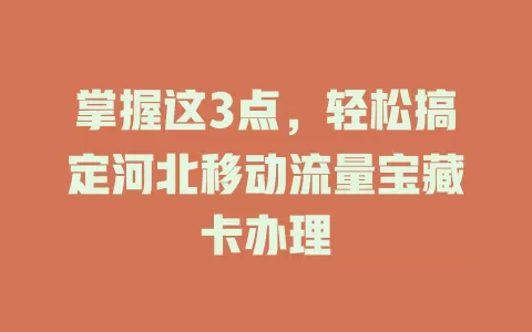 掌握这3点，轻松搞定河北移动流量宝藏卡办理