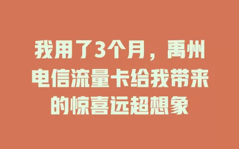 我用了3个月，禹州电信流量卡给我带来的惊喜远超想象