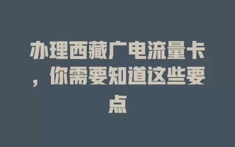 办理西藏广电流量卡，你需要知道这些要点