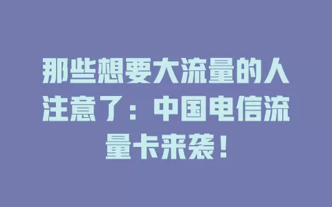 那些想要大流量的人注意了：中国电信流量卡来袭！
