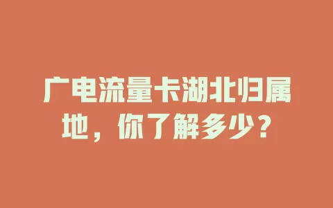 广电流量卡湖北归属地，你了解多少？