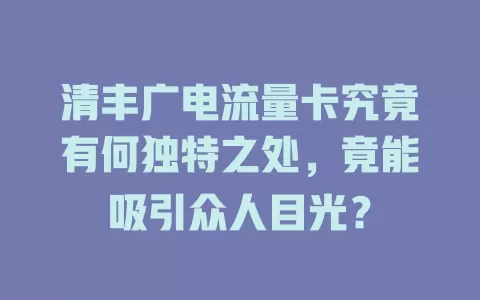 清丰广电流量卡究竟有何独特之处，竟能吸引众人目光？