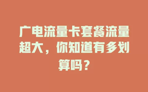 广电流量卡套餐流量超大，你知道有多划算吗？