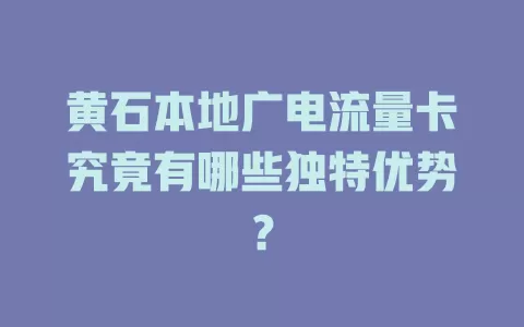 黄石本地广电流量卡究竟有哪些独特优势？