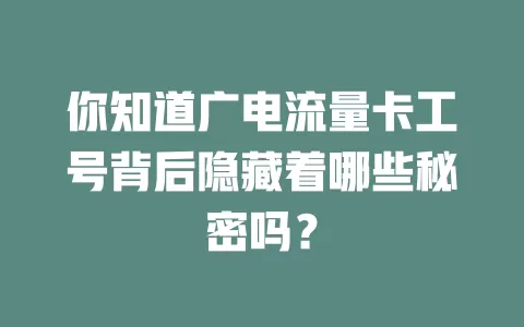 你知道广电流量卡工号背后隐藏着哪些秘密吗？