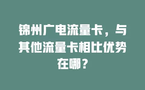 锦州广电流量卡，与其他流量卡相比优势在哪？