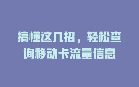 搞懂这几招，轻松查询移动卡流量信息