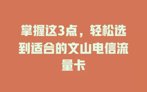 掌握这3点，轻松选到适合的文山电信流量卡