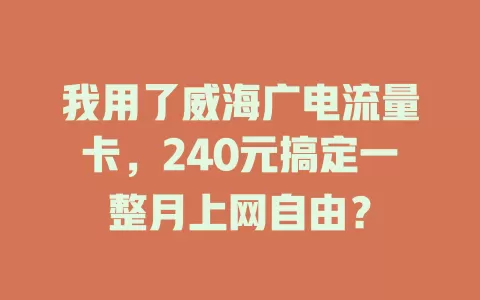 我用了威海广电流量卡，240元搞定一整月上网自由？