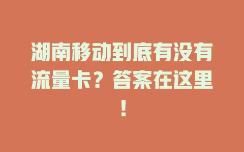 湖南移动到底有没有流量卡？答案在这里！