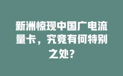 新洲惊现中国广电流量卡，究竟有何特别之处？
