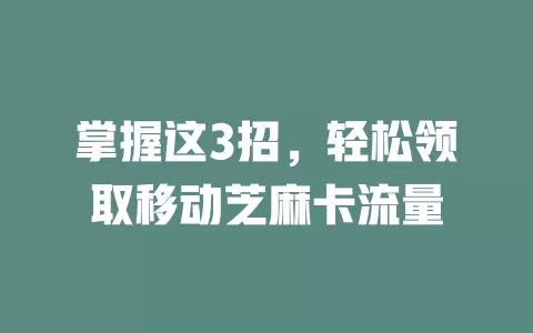 掌握这3招，轻松领取移动芝麻卡流量